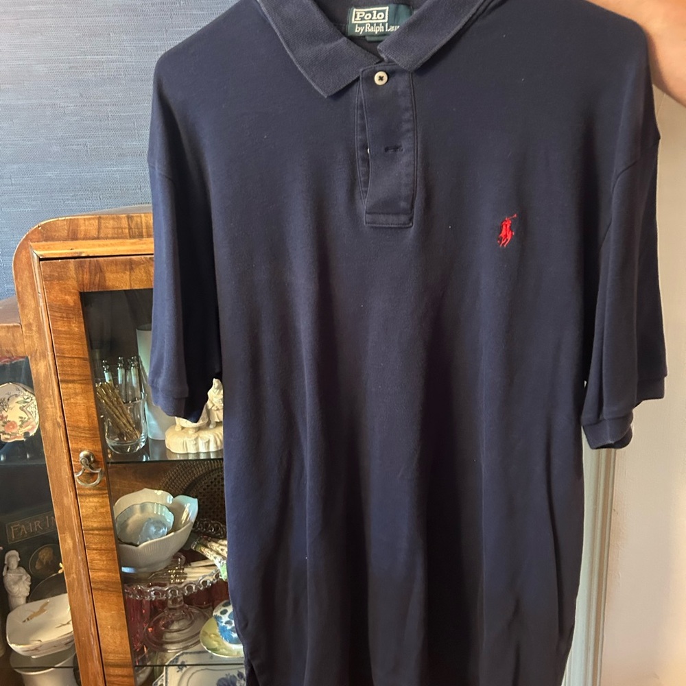 Ralph Lauren Navy Blue Polo Shirt Classic Cotton
